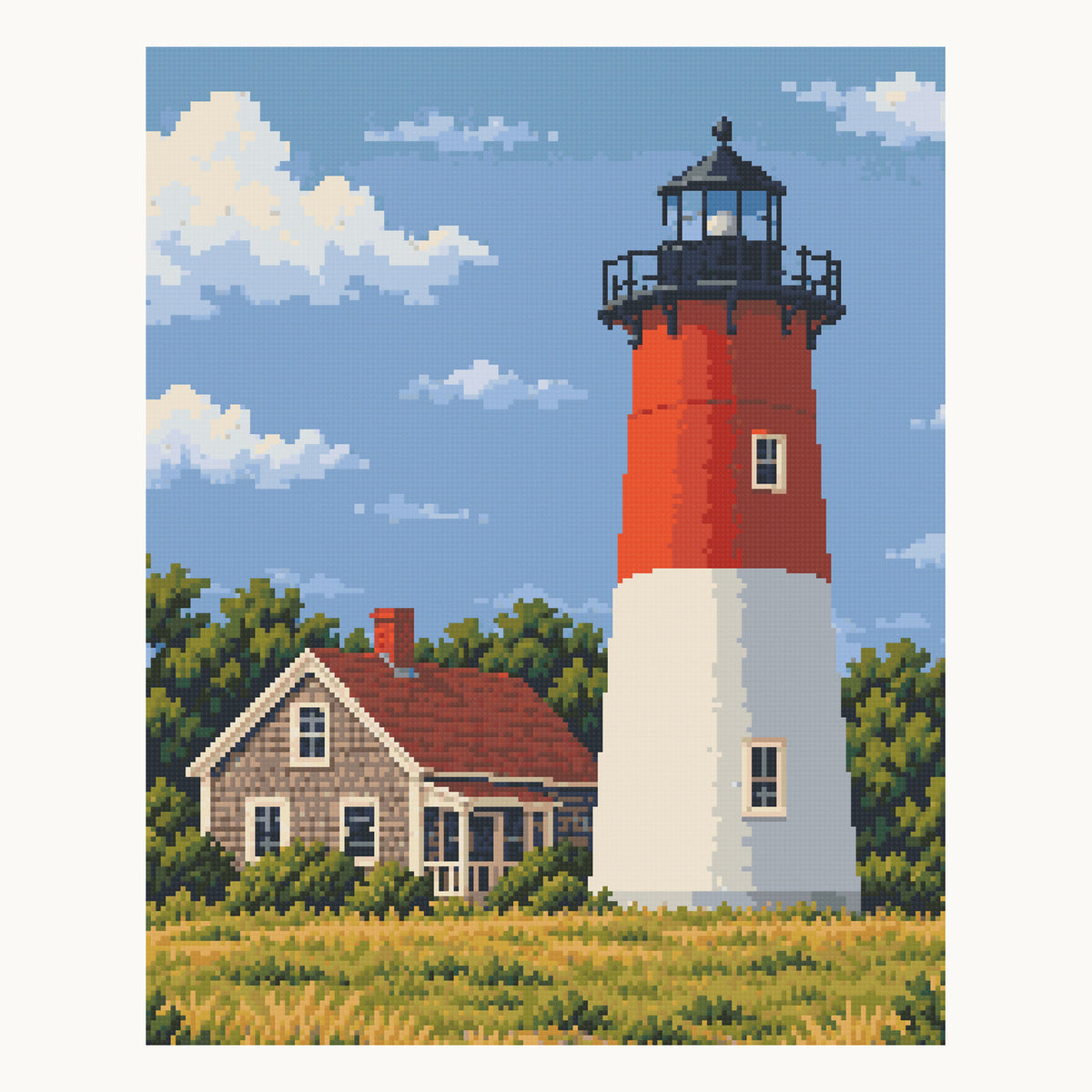 Nauset Light —40 × 50 cm square-diamond digital preview; frame excluded.