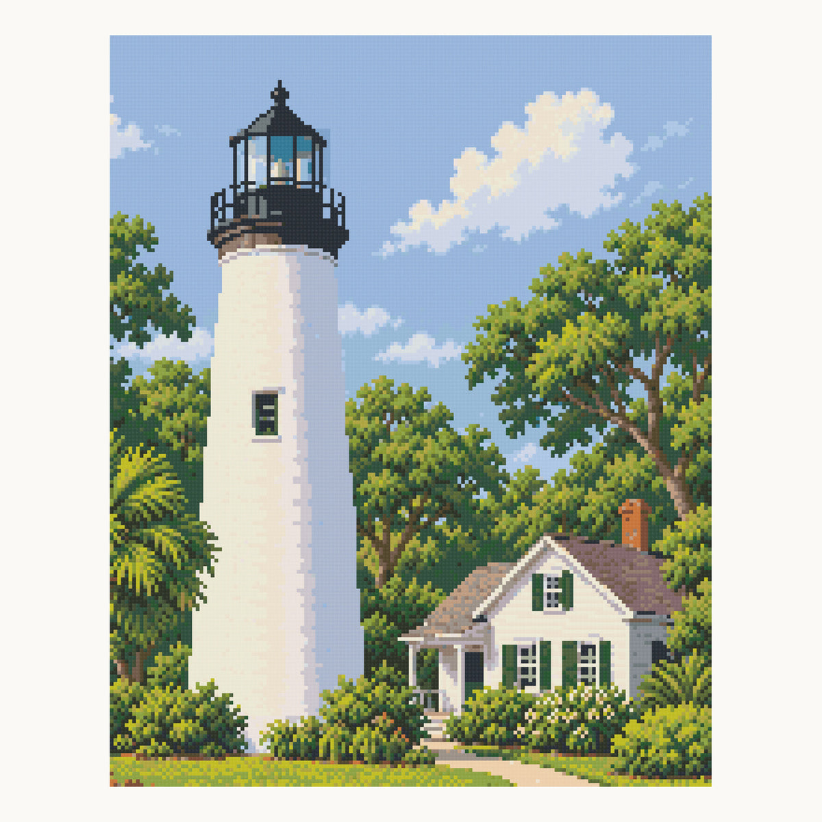 Key West Lighthouse Garden — digital Square-diamond preview of the complete 40 × 50 cm portrait picture. Finished colors and sparkle can vary.