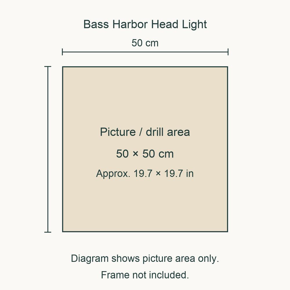 Acadia Diamond Painting Kit — Bass Harbor Head Light picture size guide