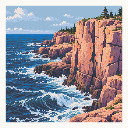 Otter Cliffs Surf — original Acadia artwork, shown as a digital preview of the 50 × 50 cm picture area.