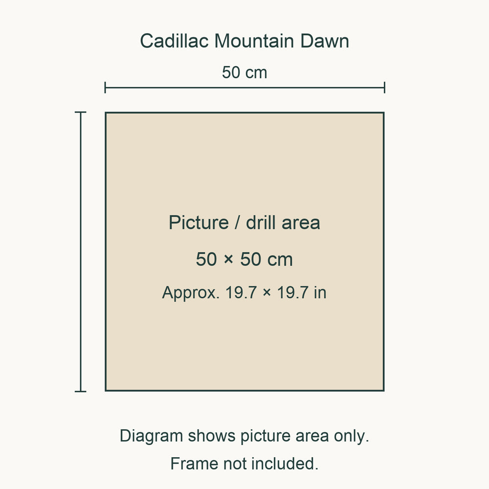 Acadia Diamond Painting Kit — Cadillac Mountain Dawn picture size guide