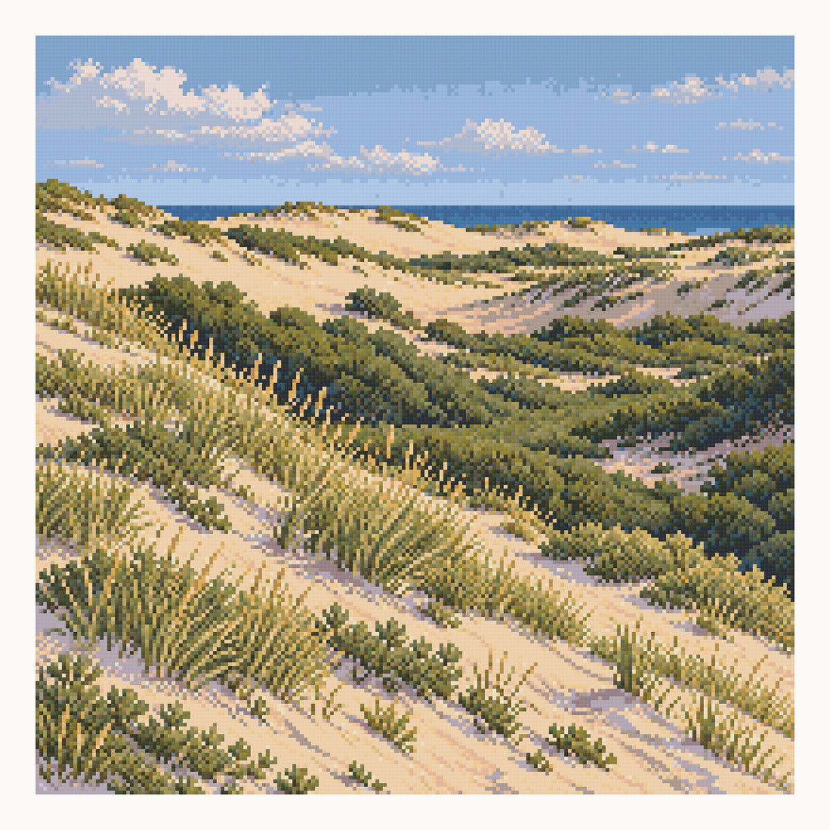 Province Lands Dunes — digital square-diamond preview of the 50 × 50 cm picture area. Finished colors and sparkle can vary.