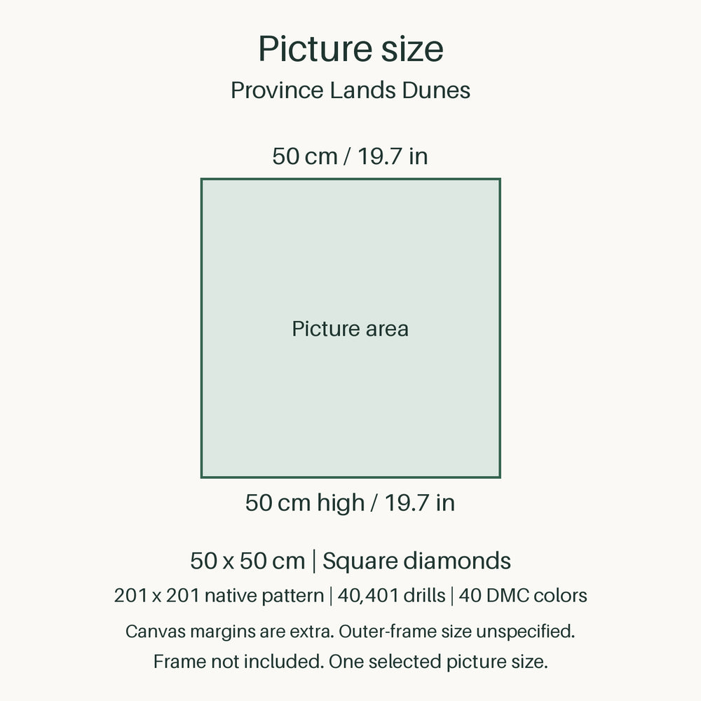 Province Lands Dunes Diamond Painting Kit picture size guide