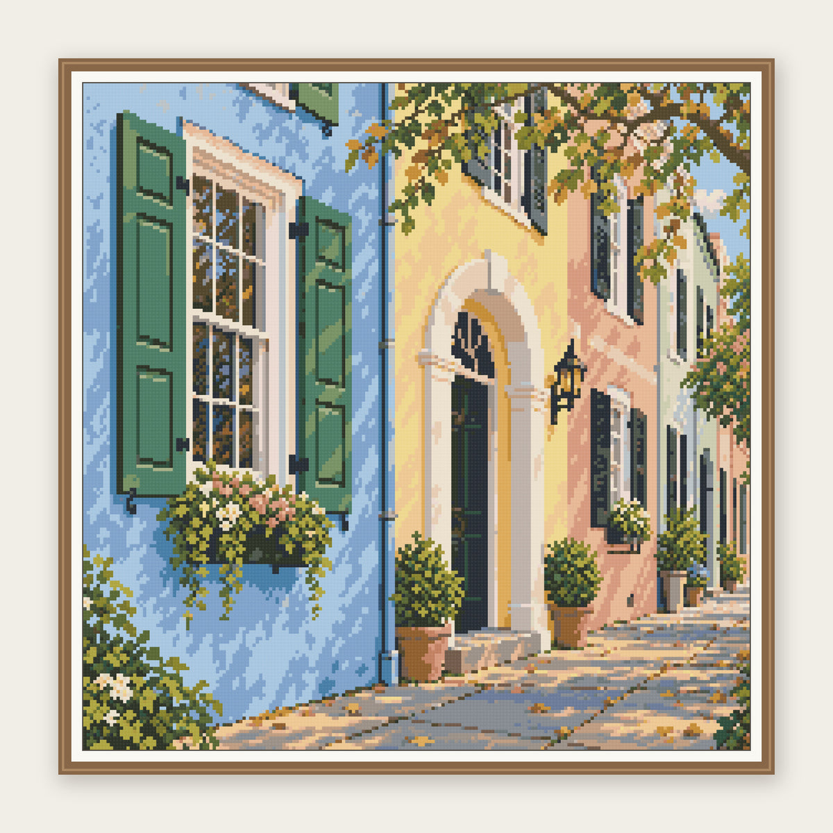 Framing illustration showing the 50 × 50 cm picture area. Frame not included; digital diamond simulation.
