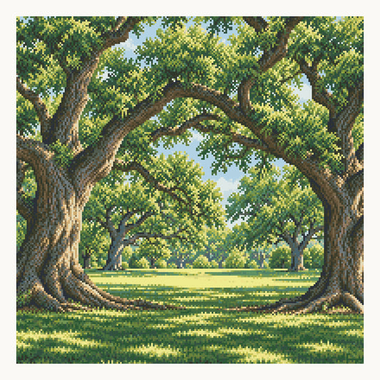 White Point Garden Canopy and Lawn — digital square-diamond preview of the 50 × 50 cm picture area. Finished colors and sparkle can vary.