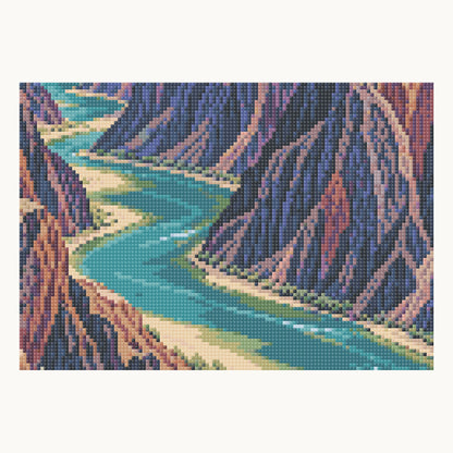 Colorado River Inner Gorge — enlarged local digital square-drill detail from the same 50 × 50 cm pattern; not a finished sample photo.