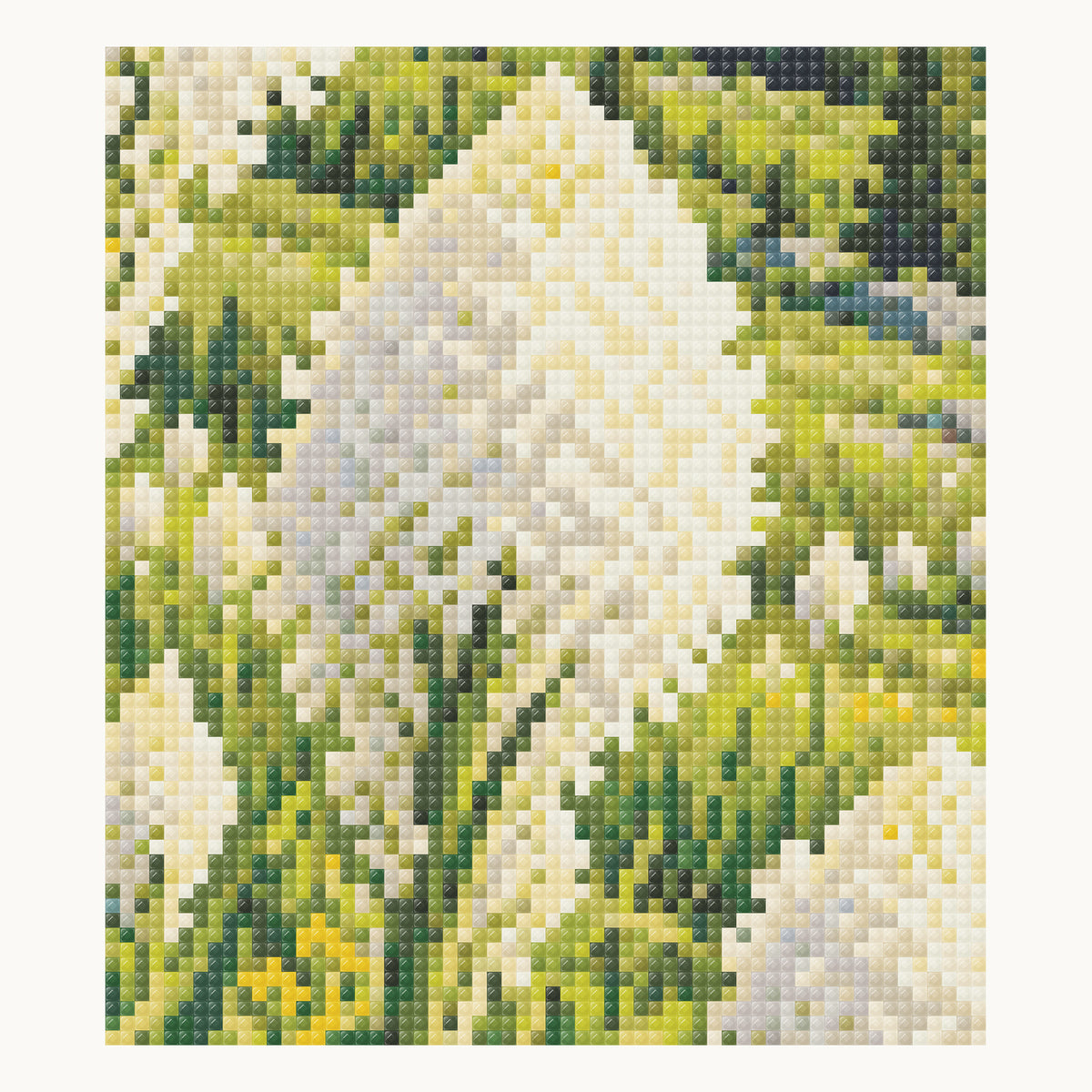 Local beargrass detail — digital square diamond rendering of the kit pattern, not a finished sample photograph.