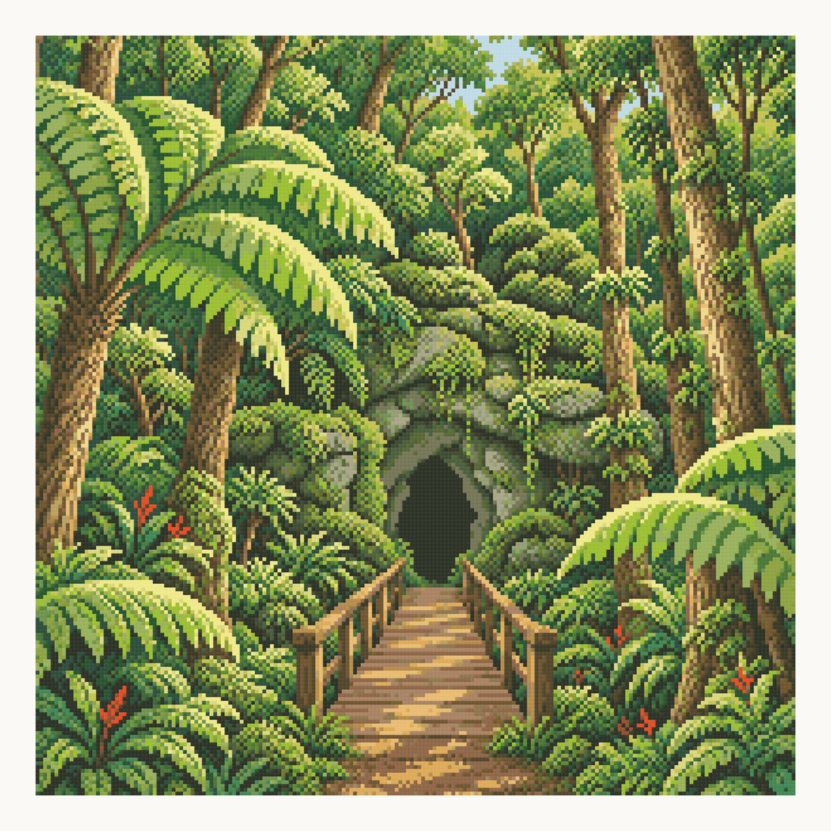 Hawaii Volcanoes — Nahuku Rainforest — 50 × 50 cm digital square-diamond preview. Finished colors and sparkle can vary.