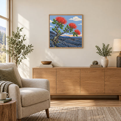 Room illustration showing an approximately 50 × 50 cm (19.7 × 19.7 in) picture, excluding the frame. Frame and room props not included; room scale is approximate.