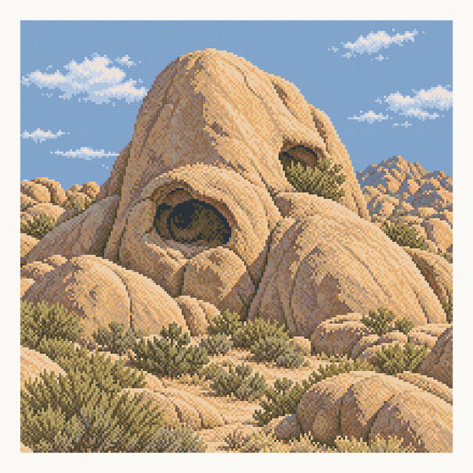 Skull Rock and Rounded Granite — digital Square-diamond preview of the 50 × 50 cm picture. Finished colors and sparkle can vary.