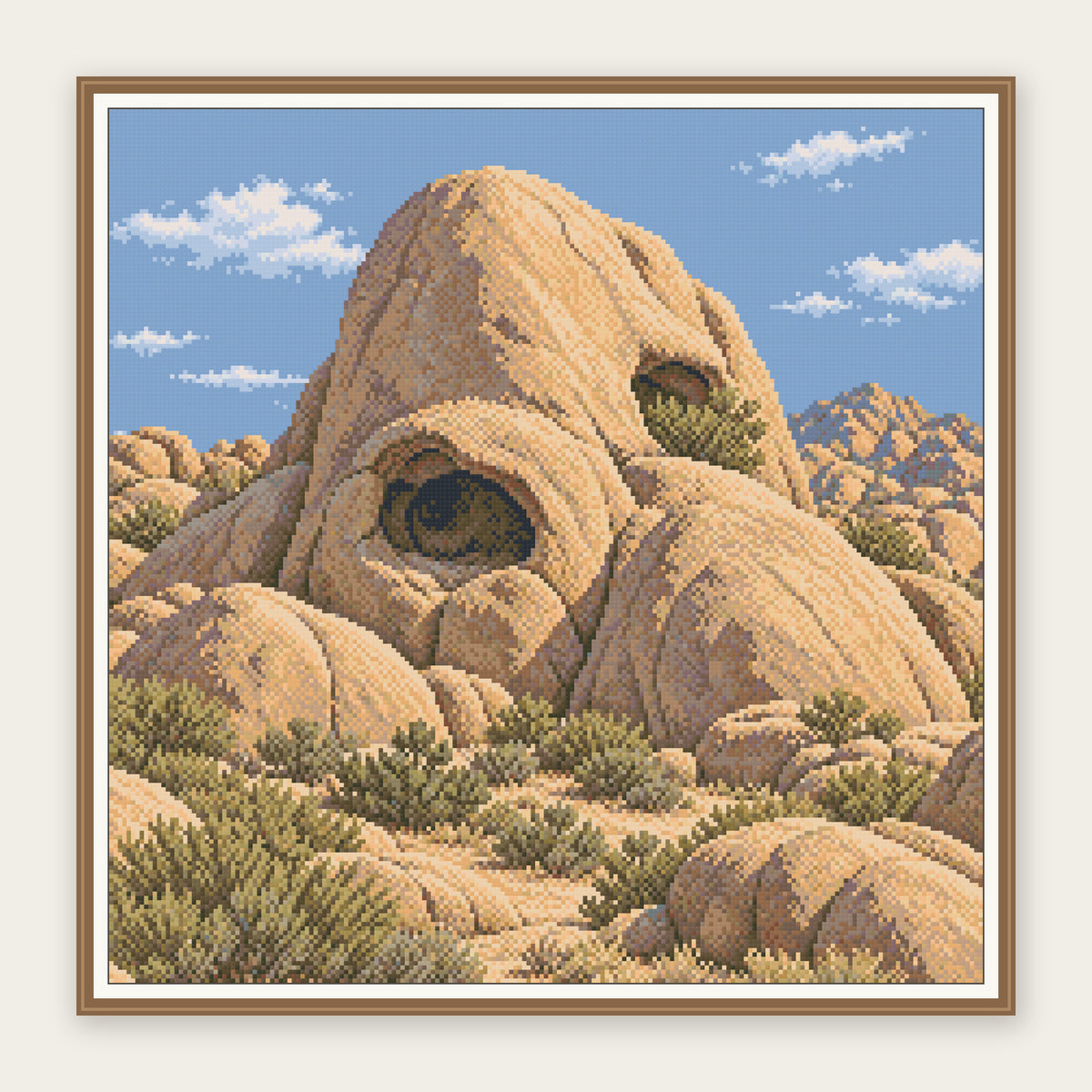 Framing illustration showing the same complete 50 × 50 cm picture area. Frame not included; digital diamond simulation.