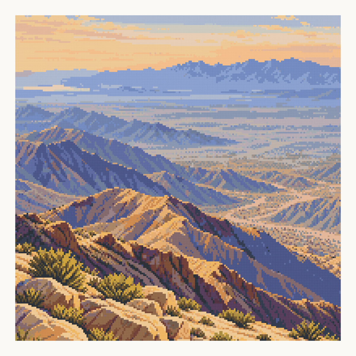 Keys View — 50 x 50 cm (19.7 x 19.7 in) digital square-diamond preview. Digital simulation; finished colors and sparkle can vary.