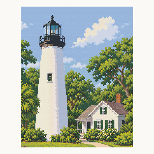 Key West Lighthouse Garden — digital Square-diamond preview of the complete 40 × 50 cm portrait picture. Finished colors and sparkle can vary.