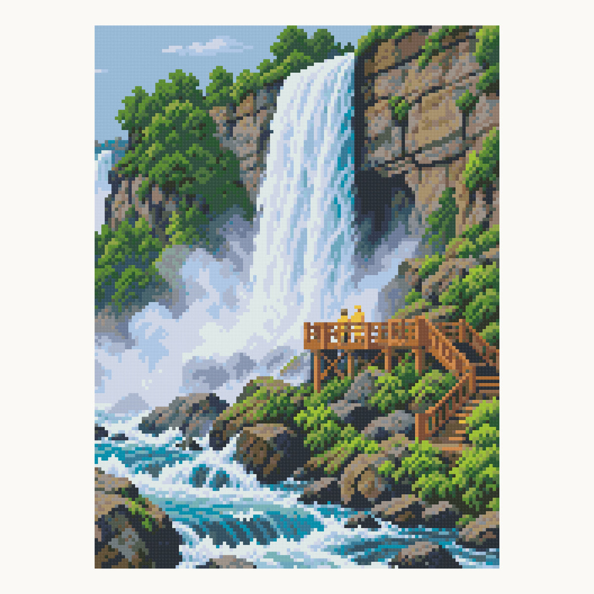 Bridal Veil and the Mist Deck — digital square-diamond preview of the 30 × 40 cm picture area. Finished colors and sparkle can vary.