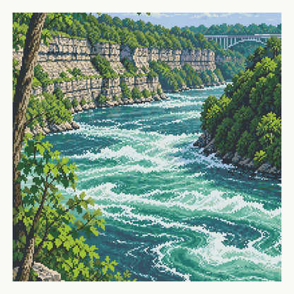 Niagara Gorge Rapids — digital square-diamond preview of the 50 × 50 cm picture area. Finished colors and sparkle can vary.