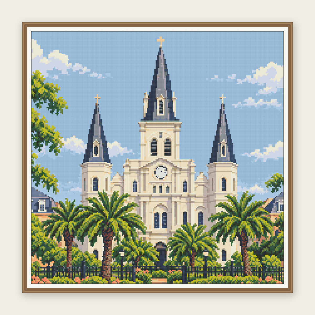 Framing illustration showing the 50 × 50 cm picture area. Frame not included; digital diamond simulation.