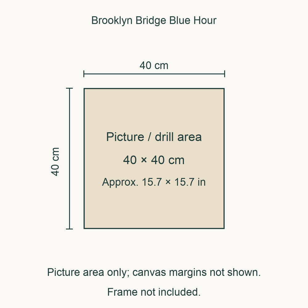 Brooklyn Bridge Blue Hour Diamond Painting Kit picture size guide