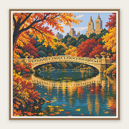 Bow Bridge Autumn · 50 × 50 cm framing illustration. Frame not included.