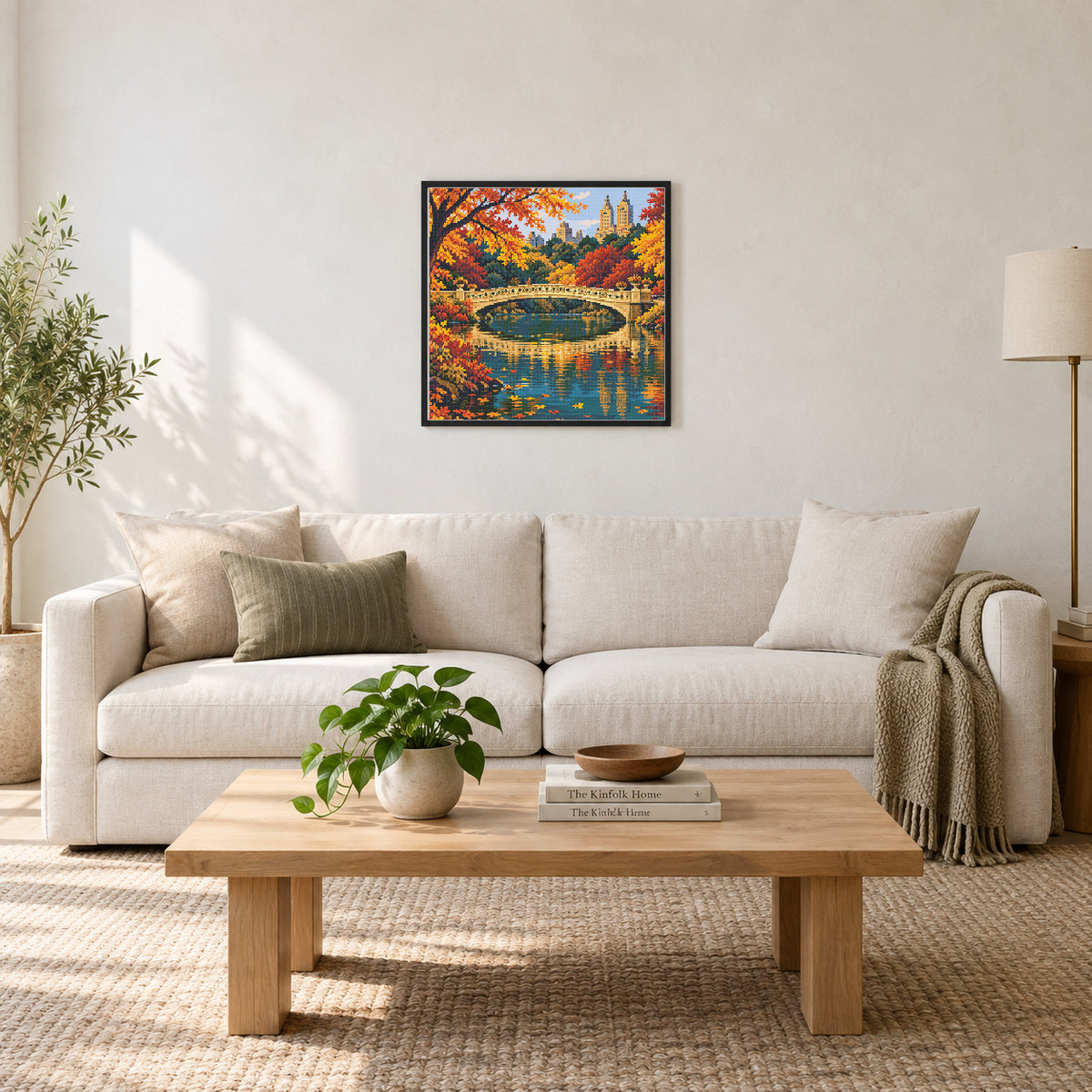 Room illustration with an approximately 50 × 50 cm picture. Scale is approximate; frame and room props are excluded.