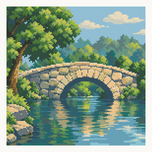 Gapstow Bridge in Central Park — digital preview of the 40 × 40 cm round-diamond picture. Colors and sparkle may vary.