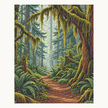 Hoh Rainforest — original Olympic artwork, shown as a digital preview of the 40 × 50 cm picture area. Finished colors and sparkle can vary.