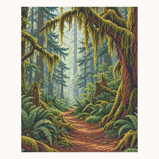 Hoh Rainforest — original Olympic artwork, shown as a digital preview of the 40 × 50 cm picture area. Finished colors and sparkle can vary.