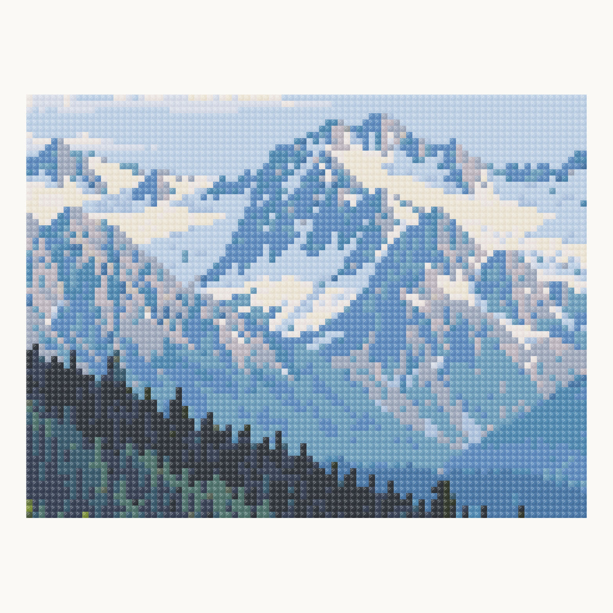 Hurricane Ridge — enlarged local digital square-drill detail from the same 50 × 50 cm pattern; not a finished sample photo.