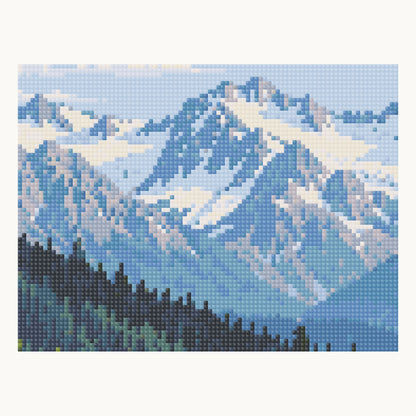 Hurricane Ridge — enlarged local digital square-drill detail from the same 50 × 50 cm pattern; not a finished sample photo.