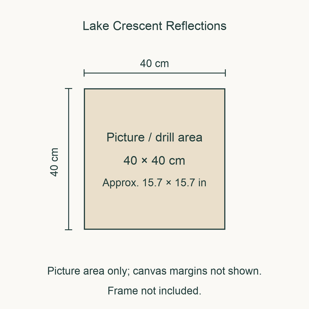 Olympic Diamond Painting Kit — Lake Crescent Reflections picture size guide