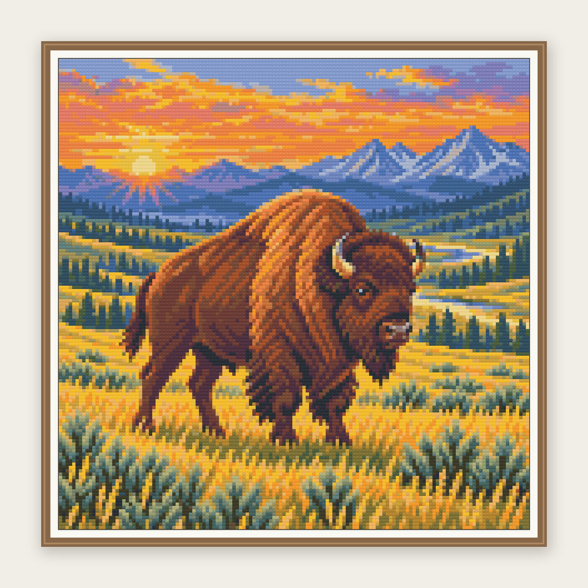 Lamar Valley Bison · 40 × 40 cm picture in a digital framing illustration. Frame not included.