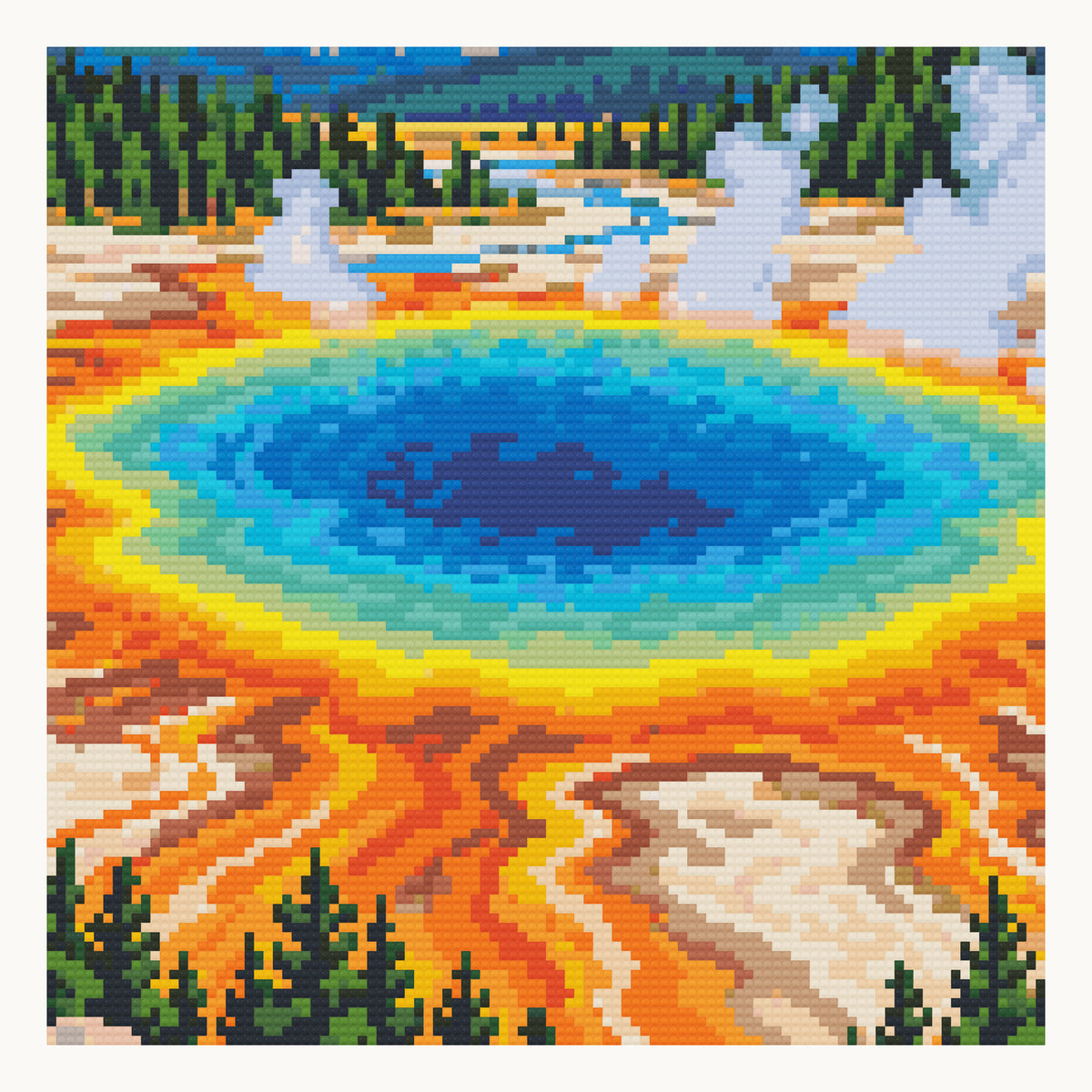 Grand Prismatic Spring · 30 × 30 cm round-diamond digital preview. Finished colors and sparkle can vary.