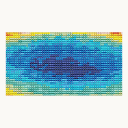 Grand Prismatic Spring · local detail of the 40 × 40 cm pattern, shown as a digital round-diamond simulation, not a finished sample photo.