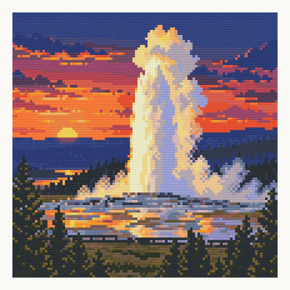 Old Faithful · 30 × 30 cm round-diamond digital preview. Finished colors and sparkle can vary.