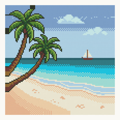 Turquoise Cove · 30 × 30 cm round-diamond digital preview. Finished colors and sparkle can vary.