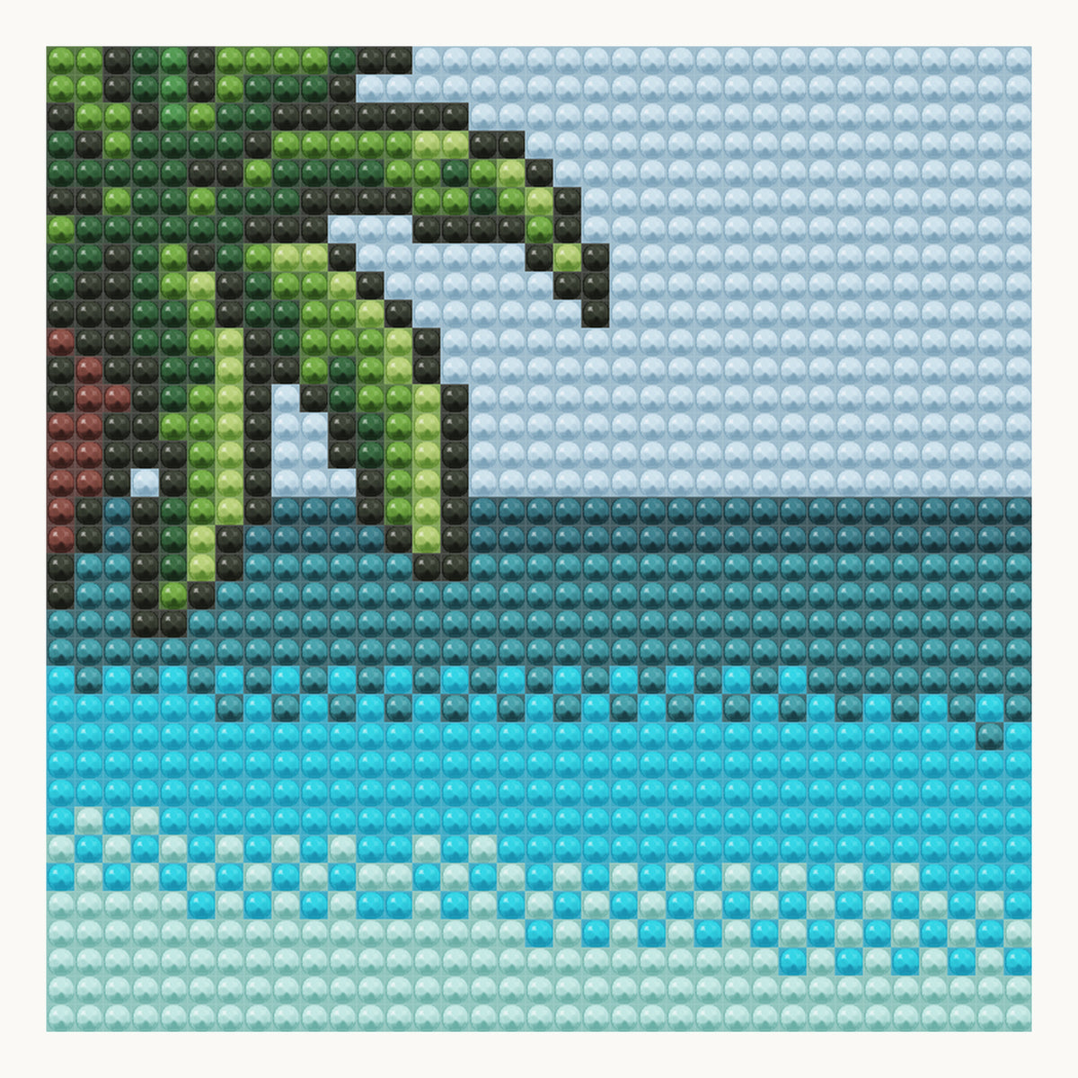 Turquoise Cove · local detail of the 30 × 30 cm pattern, shown as a digital round-diamond simulation, not a finished sample photo.