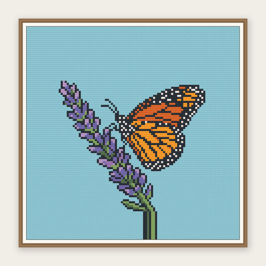 Monarch on Lavender · 30 × 30 cm picture in a digital framing illustration. Frame not included.