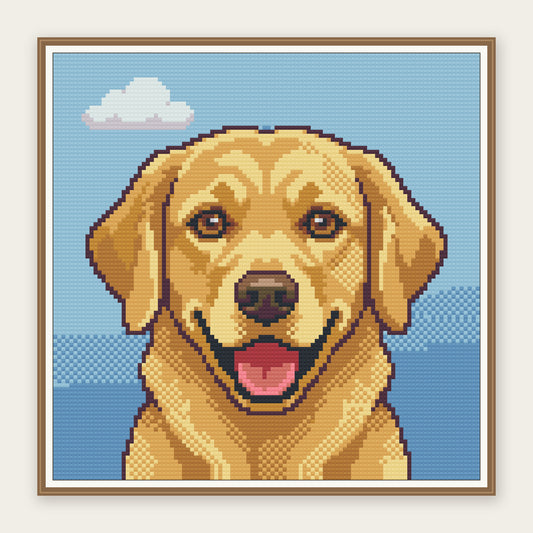 Golden Retriever Smile · 30 × 30 cm picture in a digital framing illustration. Frame not included.