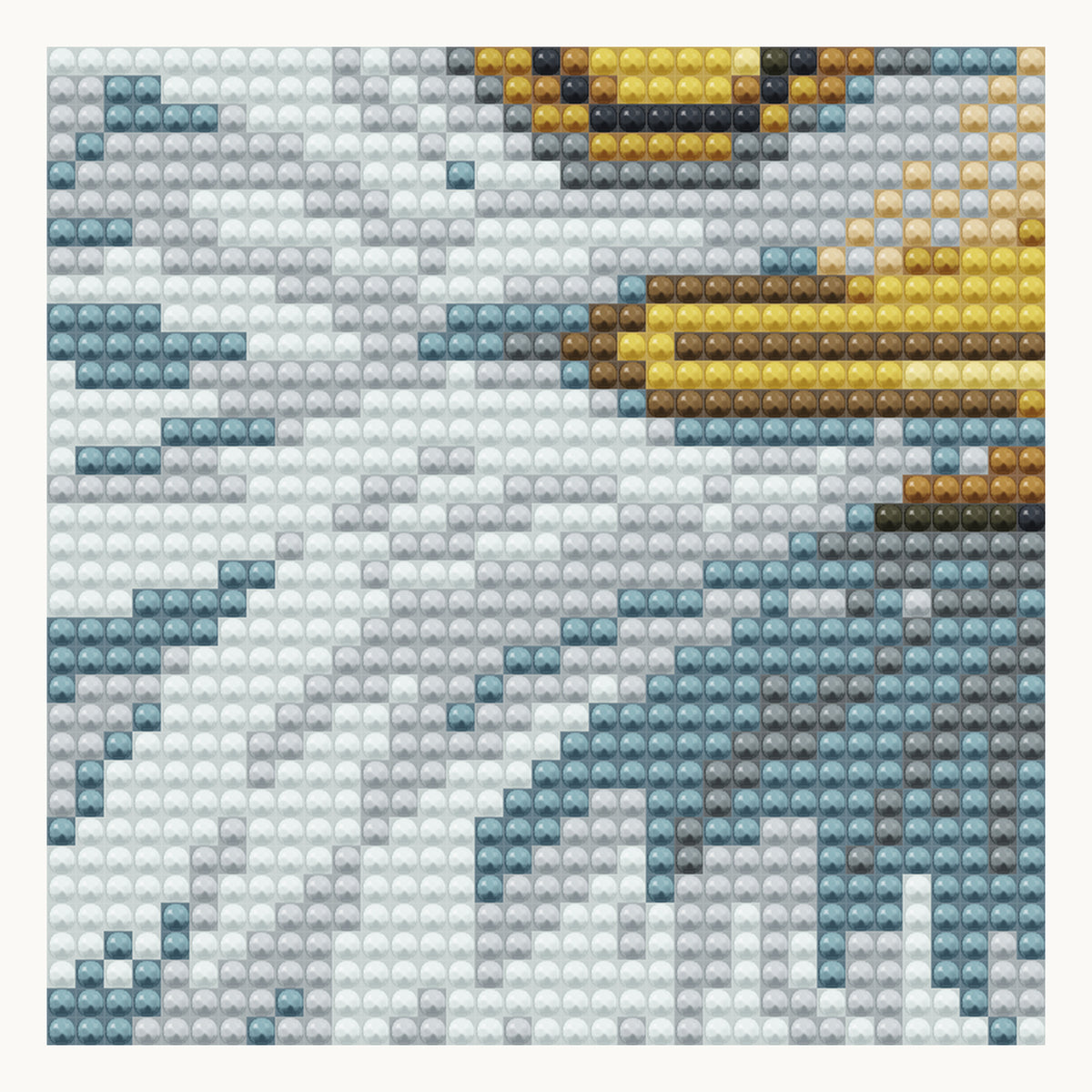 Bald Eagle Portrait · local detail of the 30 × 30 cm pattern, shown as a digital round-diamond simulation, not a finished sample photo.