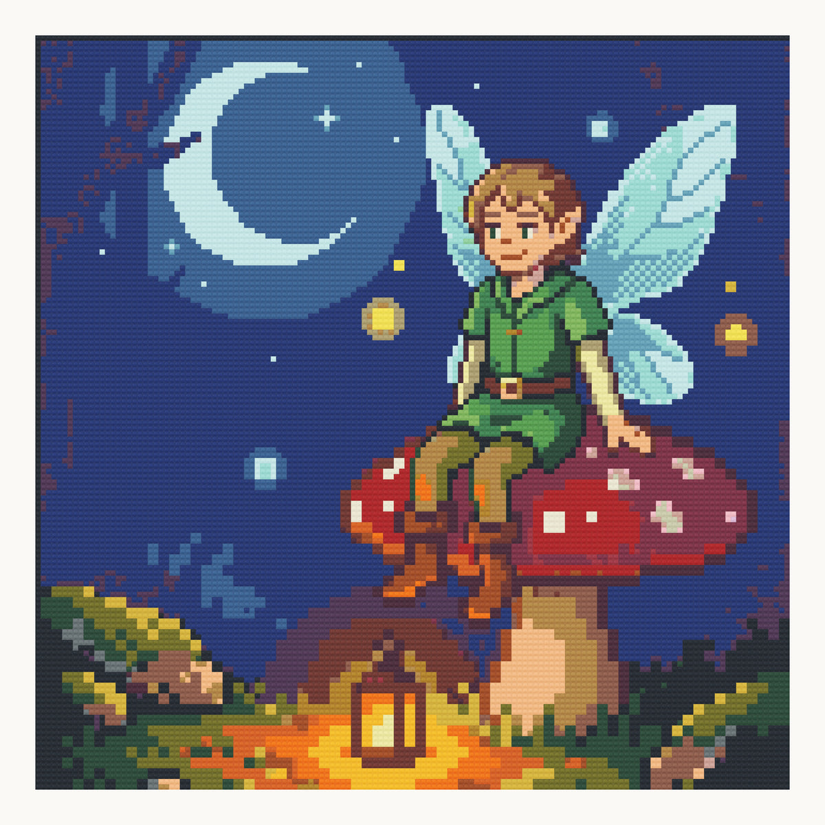 Storybook Toadstool Glade · 40 × 40 cm round-diamond digital preview. Finished colors and sparkle can vary.