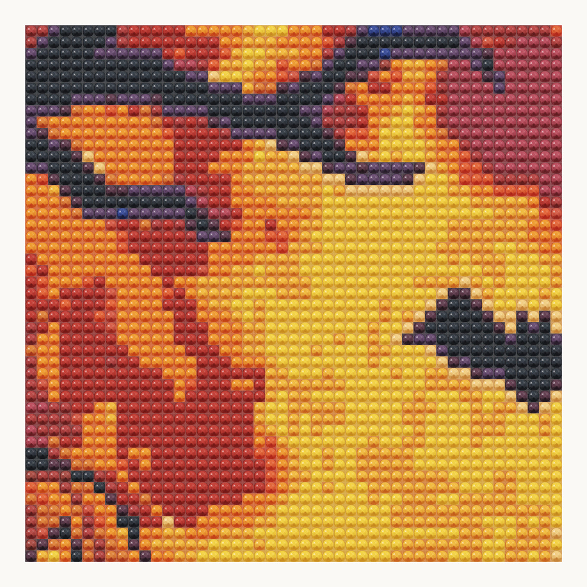 Pumpkin Moon Night · local detail of the 40 × 40 cm pattern, shown as a digital round-diamond simulation, not a finished sample photo.