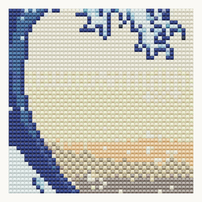 The Great Wave · local detail of the 40 × 40 cm pattern, shown as a digital round-diamond simulation, not a finished sample photo.