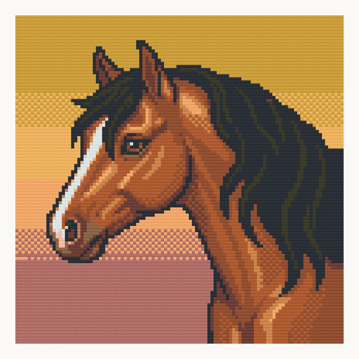 Chestnut at Golden Hour · 30 × 30 cm round-diamond digital preview. Finished colors and sparkle can vary.