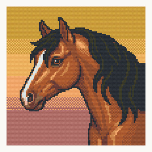 Chestnut at Golden Hour · 30 × 30 cm round-diamond digital preview. Finished colors and sparkle can vary.