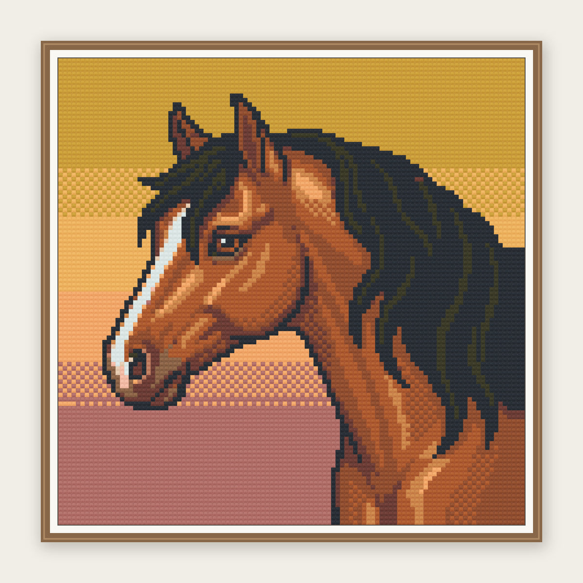 Chestnut at Golden Hour · 30 × 30 cm picture in a digital framing illustration. Frame not included.