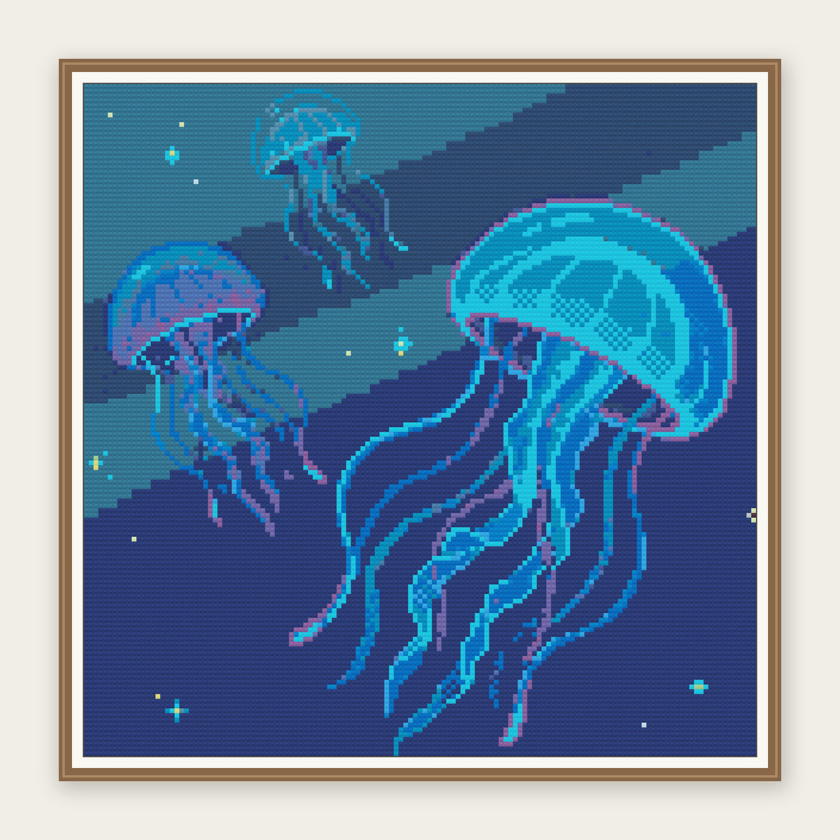 Bioluminescent Drift · 40 × 40 cm picture in a digital framing illustration. Frame not included.