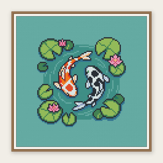 Koi Pond · 30 × 30 cm picture in a digital framing illustration. Frame not included.