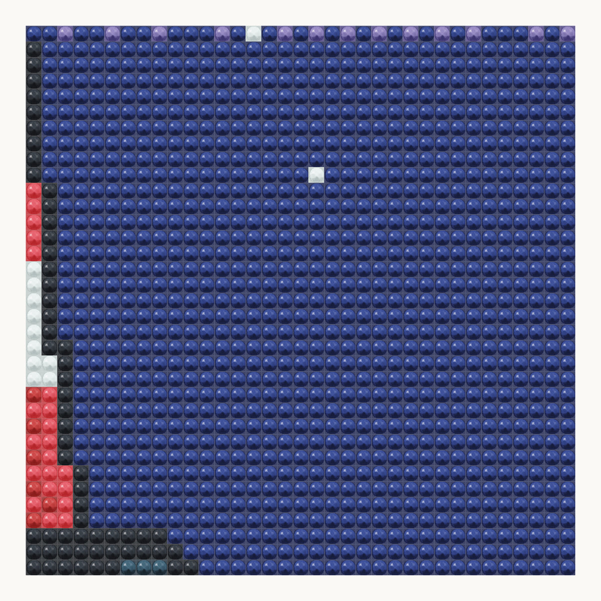 Cliffside Beacon · local detail of the 30 × 30 cm pattern, shown as a digital round-diamond simulation, not a finished sample photo.