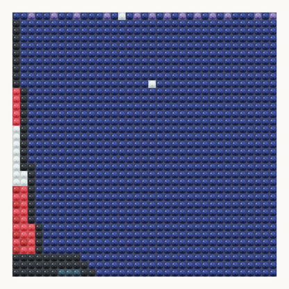 Cliffside Beacon · local detail of the 30 × 30 cm pattern, shown as a digital round-diamond simulation, not a finished sample photo.