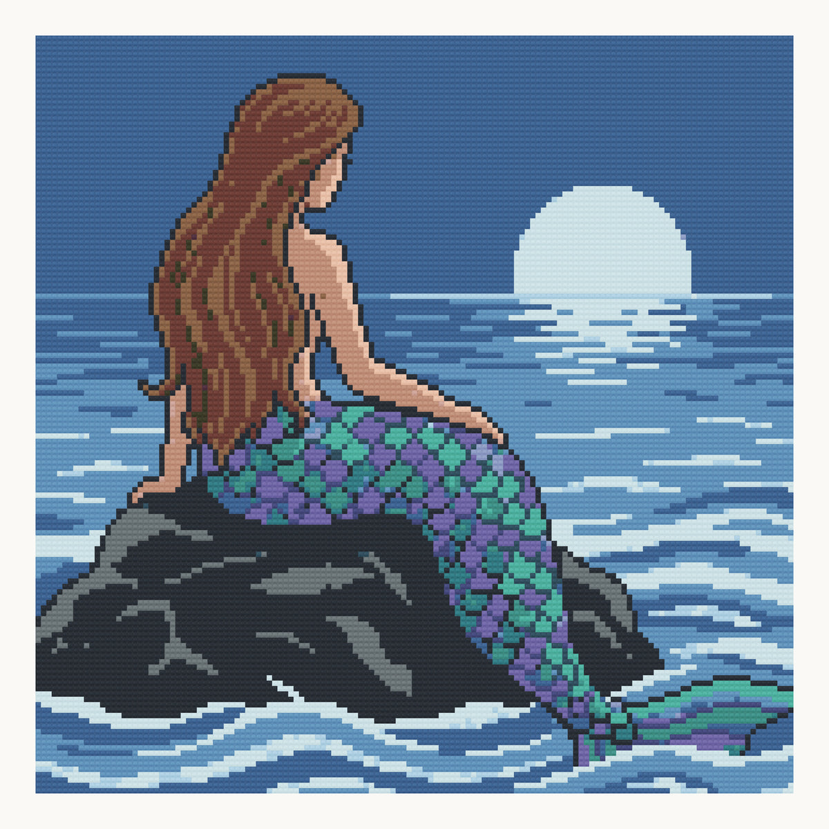 Moonrise Rock · 40 × 40 cm round-diamond digital preview. Finished colors and sparkle can vary.