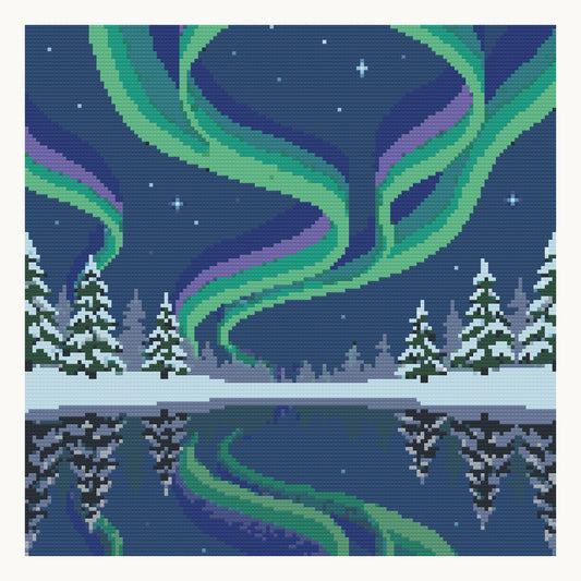 Mirror Lake · 40 × 40 cm round-diamond digital preview. Finished colors and sparkle can vary.